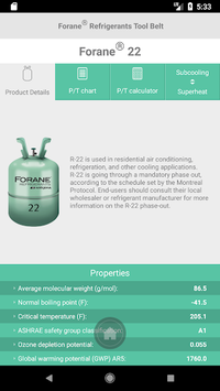 Forane® Refrigerants Tool Belt for PC screenshot 2