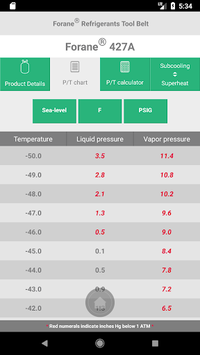 Forane® Refrigerants Tool Belt for PC screenshot 3