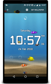 Aquarium live wallpaper with digital clock for PC screenshot 1