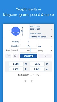 Metal Weight Calculator - MetWet for PC screenshot 1