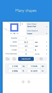 Metal Weight Calculator - MetWet for PC screenshot 2