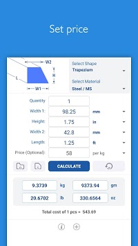 Metal Weight Calculator - MetWet for PC screenshot 3