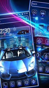 Blue Neon Car Theme for PC screenshot 2