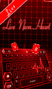 Live 3D Red Neon Heart Keyboard Theme for PC screenshot 3