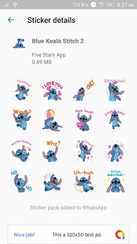 Cute Blue Koala Stitch Stickers for WhatsApp for PC screenshot 1