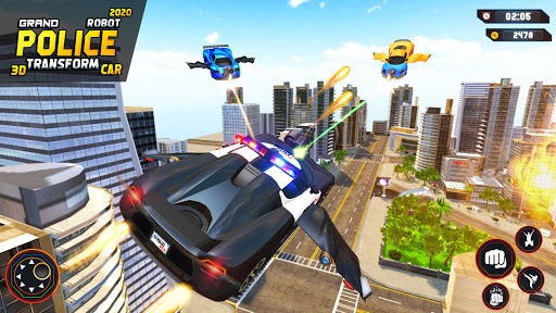 Flying Grand Police Car Transform Robot Games for PC screenshot 2