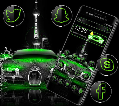 Green Neon Luxury Car Theme for PC screenshot 1