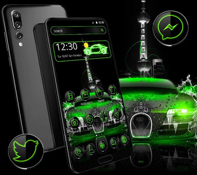 Green Neon Luxury Car Theme for PC screenshot 2