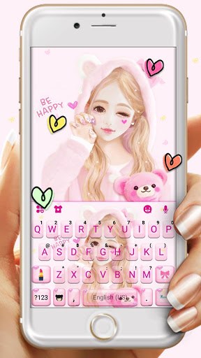 Cute Wink Girl Keyboard Theme for PC screenshot 1