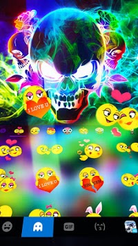 Smoke effect 3D Colorful Skull Keyboard for PC screenshot 3