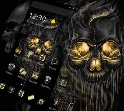Gold Black Horrific Skull Theme for PC screenshot 1
