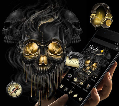 Gold Black Horrific Skull Theme for PC screenshot 2