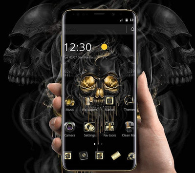 Gold Black Horrific Skull Theme for PC screenshot 3