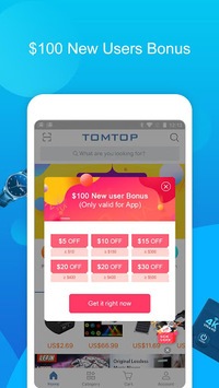 TOMTOP - Get $100 New User Coupon Bonus! for PC screenshot 1