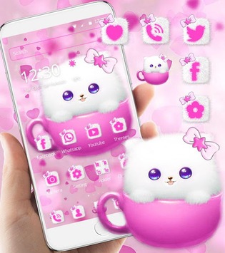 Kitty Theme Cup Cat Wallpaper for PC screenshot 1