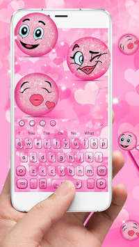 Animated Cute Pink Glitter 😀 Emoji Keyboard Theme for PC screenshot 1