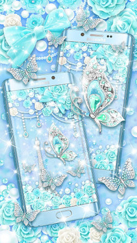 Turquoise Diamond Butterfly Live Wallpaper for PC screenshot 1